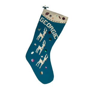 Vintage Bucilla Wool Felt Christmas Stocking GEORGIE